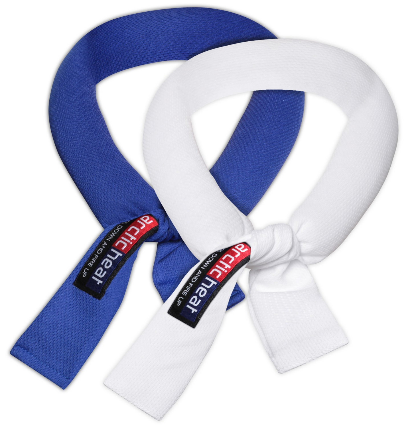 ArcticHeat, Neck tie, cooling, stop overheating, white & blue, on white background