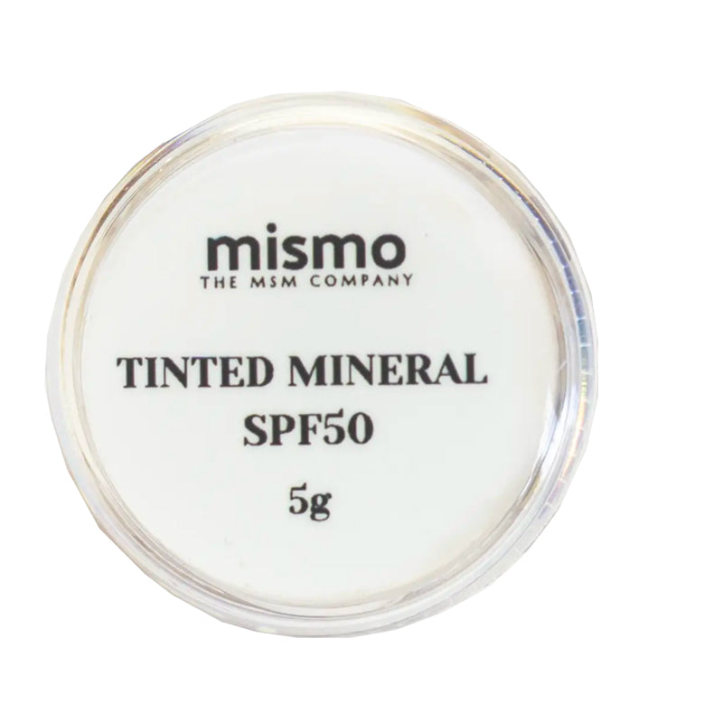 tinted-mineral-sunscreen-SPF50 mismo 5g container top view