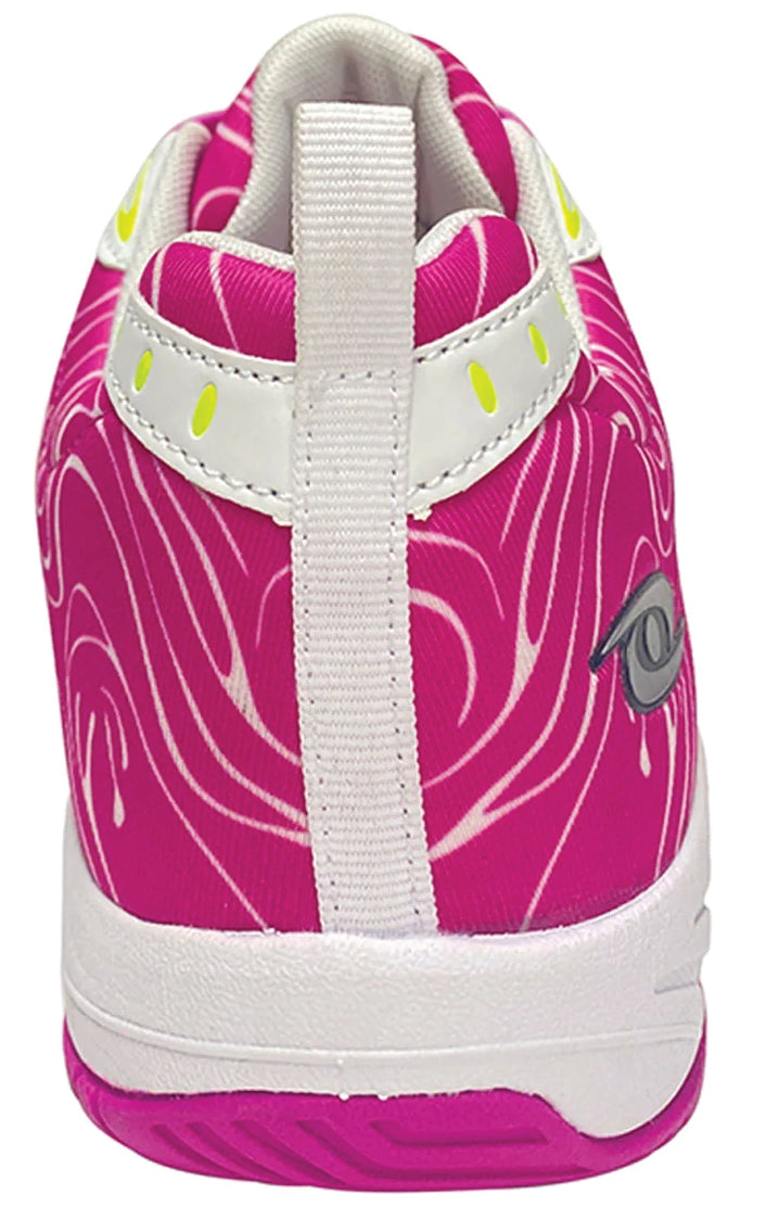 Dinkshot II White and pink pickleball shoe with pink accents on a white background