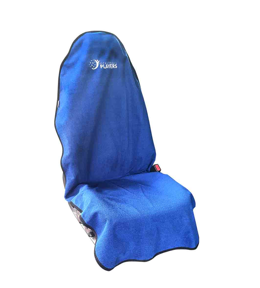 Embroidered car seat towel, pickleball players logo, waterproof car sea towel-black-hooded towel for car seat-car seat towel cover-best car seat towel-full angle view
