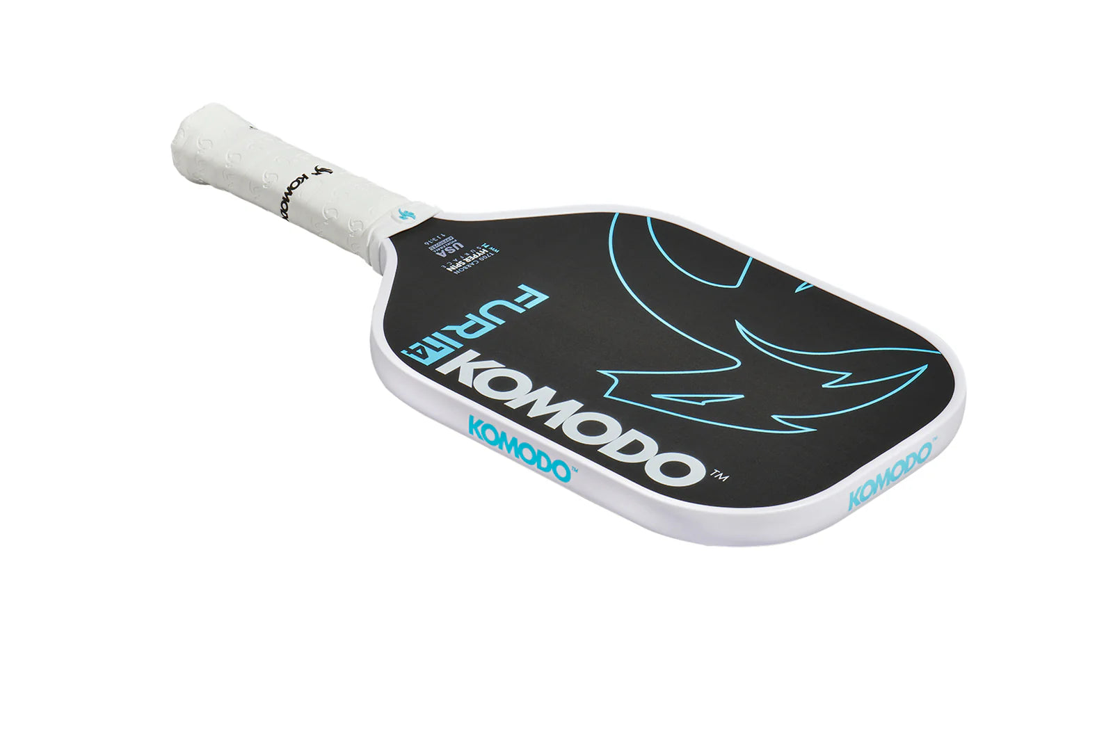 Blue Furi 14mm Pickleball paddle with Komodo branding on a white background