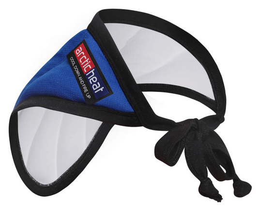 Neck wrap, ArcticHeat, cool back of neck, reduce neck pain, blue on white background
