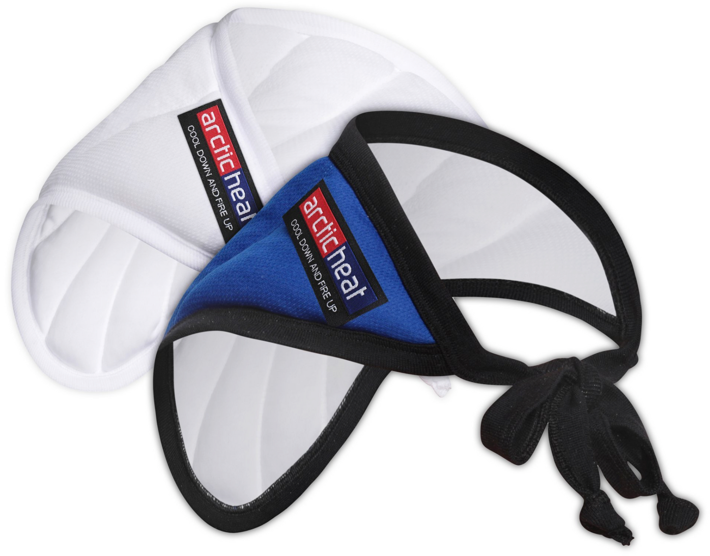 Neck wrap, ArcticHeat, cool back of neck, reduce neck pain, blue & white on white background