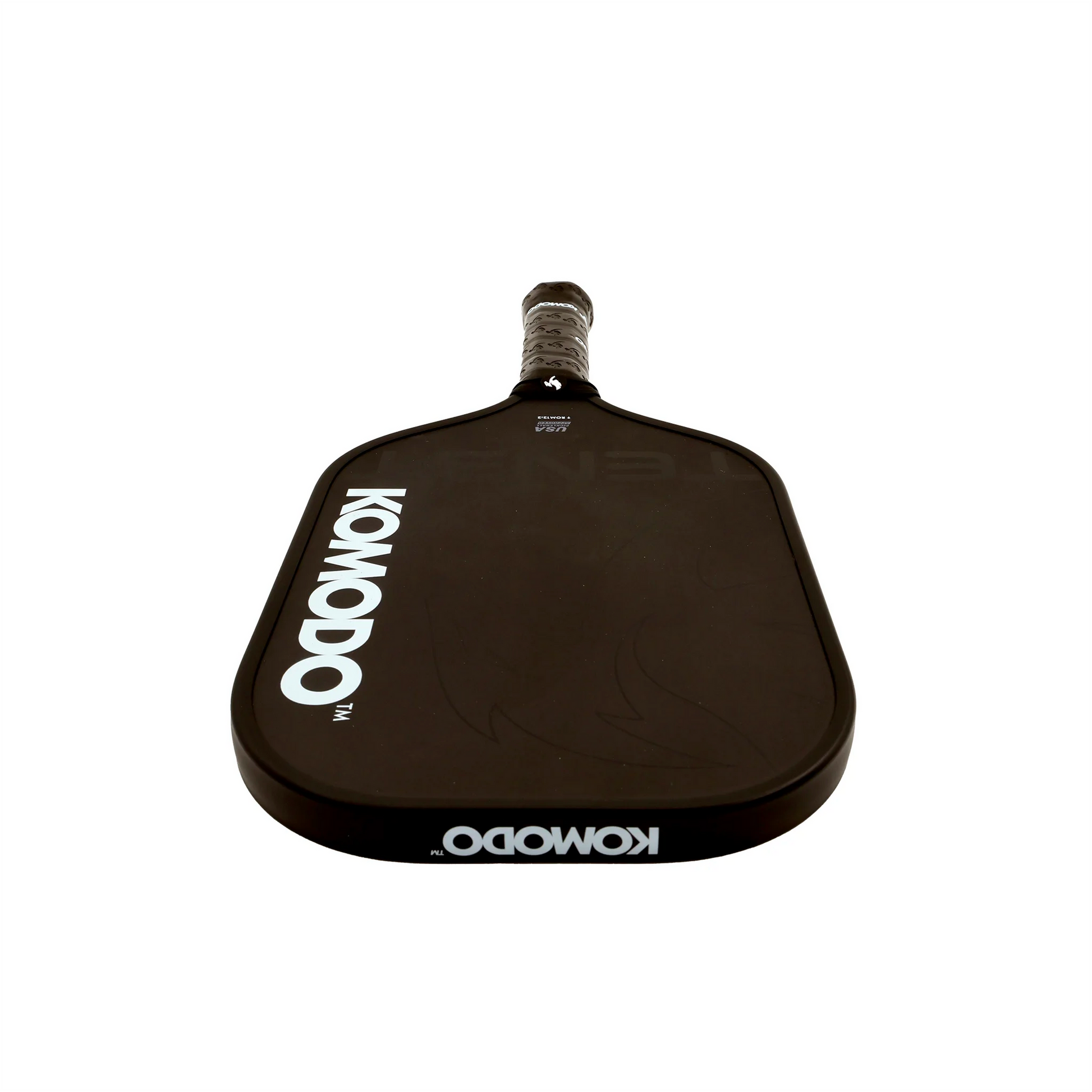 16mm Black Tenet pickleball paddle with 'Komodo' branding on a white background